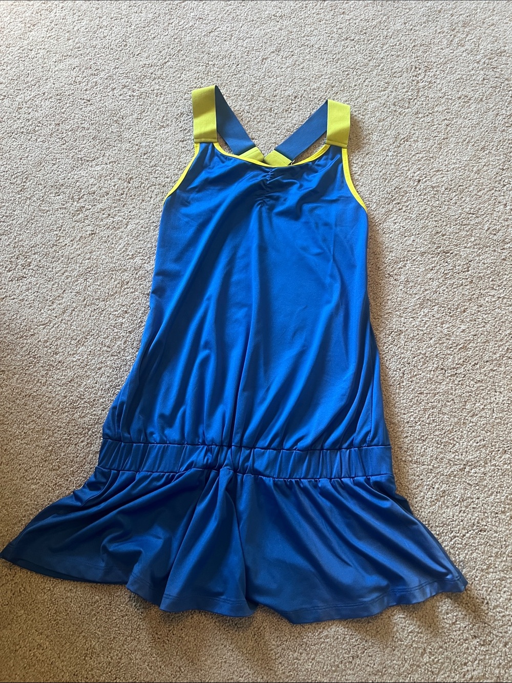 Tail Blue and Yellow Athletic Swim Dress